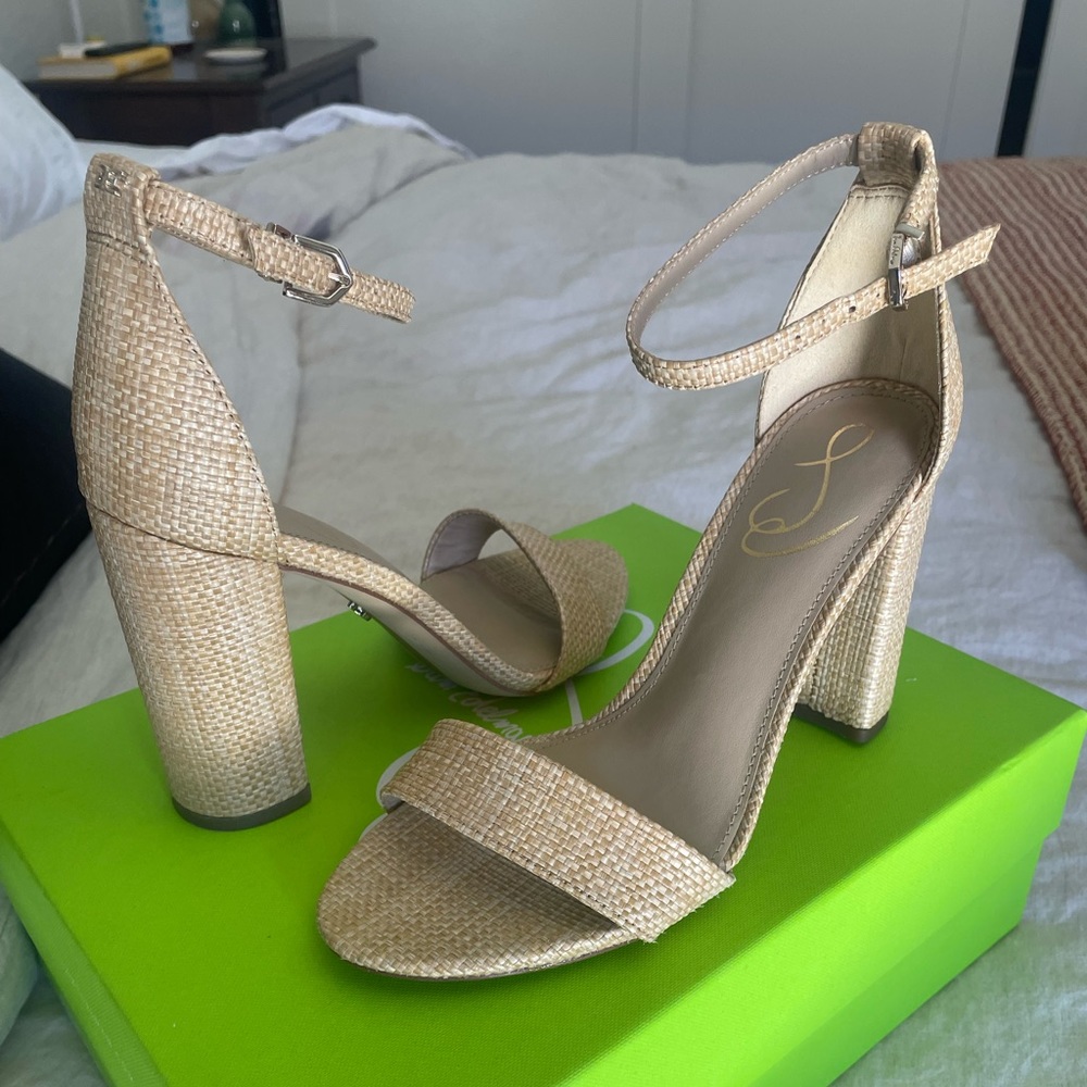 Sam Edelman Yaro Block Heel Sandal, Bleached Beechwood, Size 7.5